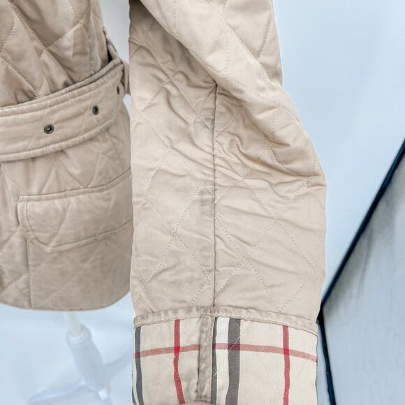 Burberry Quilted Coat Winter Down Finsbridge Plaid Jacket Check Cream M - Picture 15 of 16